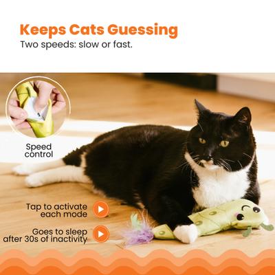 Show full view: Catstages Wiggle Worm Electronic Flopping Cat Toy, Green slide 5 of 11