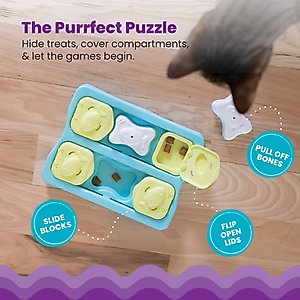 Catstages Kitty Cube Cat Treat Puzzle Toy, Blue