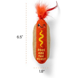 Catstages Hot Dog Themed Stuffed Kicker & Dental Cat Toy with Catnip, Brown