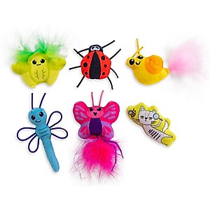 Catstages Cute As a Bug Themed Plush Interactive Crinkle Mesh Cat Toy with Catnip, Multicolor, Small