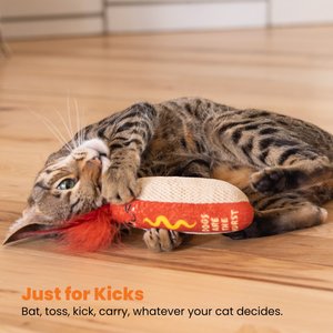 Catstages Hot Dog Themed Stuffed Kicker & Dental Cat Toy with Catnip, Brown