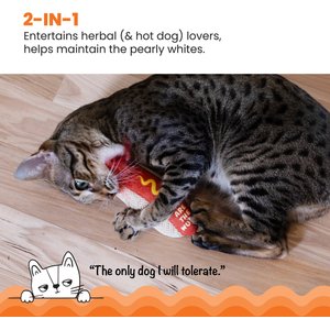 Catstages Hot Dog Themed Stuffed Kicker & Dental Cat Toy with Catnip, Brown