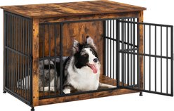 FEANDREA 38.6-in Multi-Functional Dog Crate, Rustic Brown