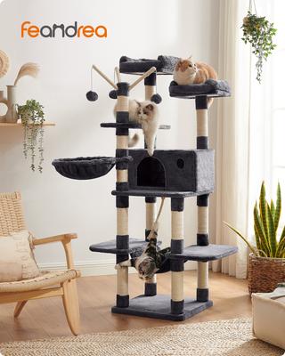Show full view: FEANDREA 64.6-in Multi-Level Cat Tree with Hammock, Smoky Gray slide 9 of 9