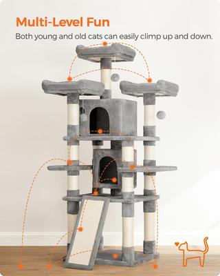 Show full view: FEANDREA 67-in Multi-Level Cat Tree, Light Gray slide 9 of 9