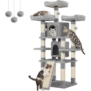 FEANDREA 67-in Multi-Level Cat Tree, Light Gray