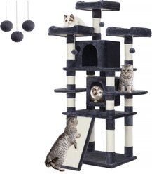 FEANDREA 67-in Multi-Level Cat Tree, Smoky Gray