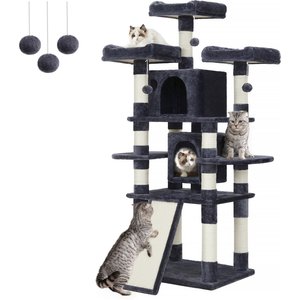 FEANDREA 67-in Multi-Level Cat Tree, Smoky Gray