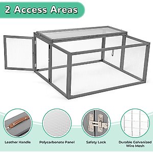 Coziwow Chicken Coop Run Portable Outdoor Pen, Gray