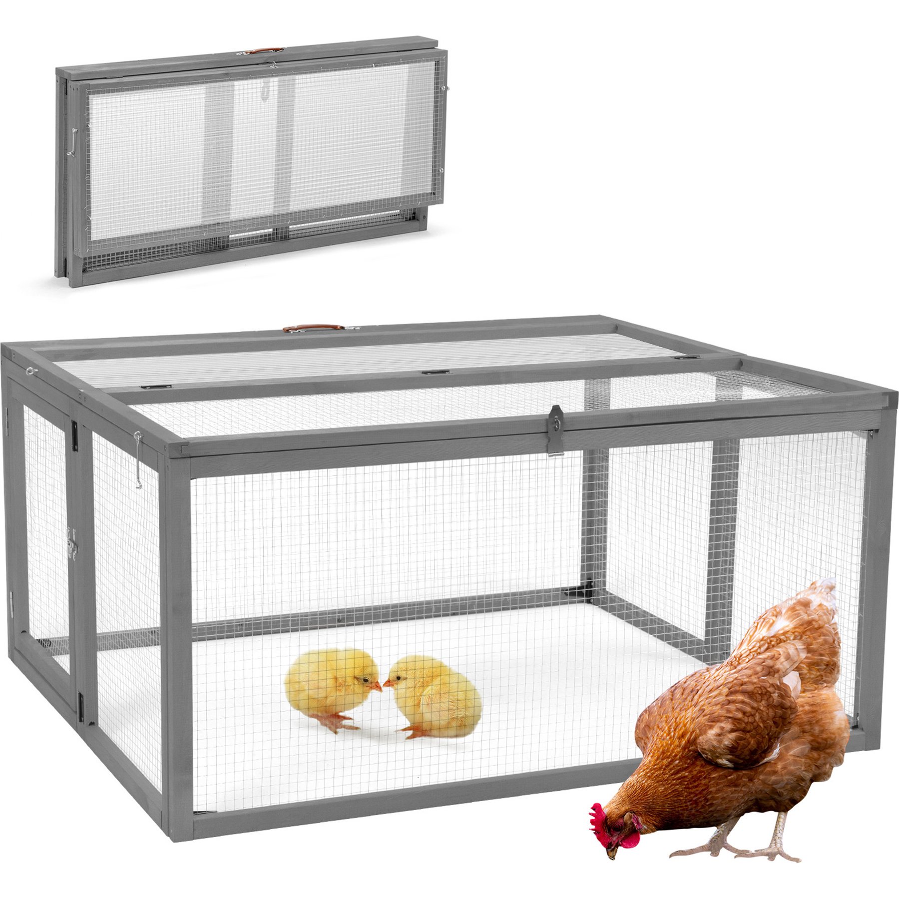 Coziwow Chicken Coop Run Portable Outdoor Pen, Gray