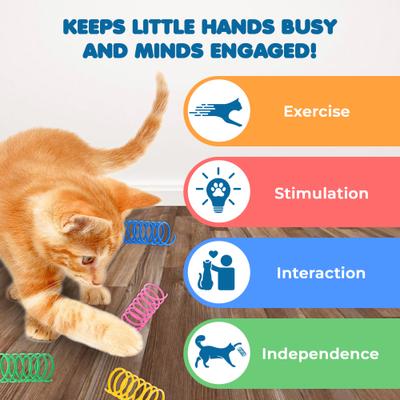 Show full view: SunGrow Colorful Interactive Indoor Cat Spiral Spring Chasing Toy for Boredom, Exercise & Entertainment, 12 count slide 4 of 9