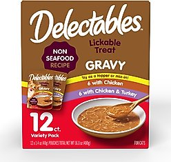Hartz Delectables Gravy Non Seafood Variety Pack Lickable Cat Treats, 1.4-oz pouches, 12 count