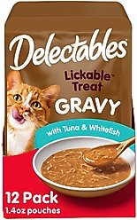 Hartz Delectables Gravy Tuna & Whitefish Lickable Cat Treats, 1.4-oz pouches, 12 count