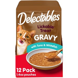 Hartz Delectables Gravy Tuna & Whitefish Lickable Cat Treats, 1.4-oz pouches, 12 count