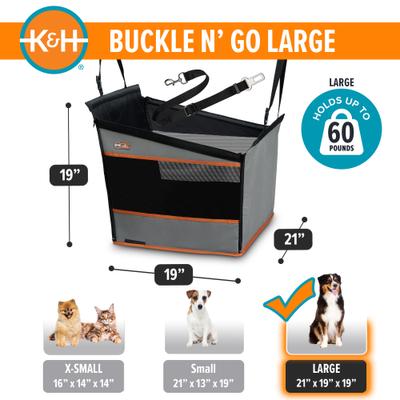 Show full view: K&H Pet Products Buckle n' Go Dog & Cat Car Seat, Gray, Large slide 3 of 12