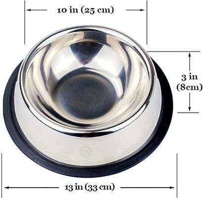 Show full view: SunGrow No Spill Stainless Steel Large Dog Water & Food Bowl with Non-Slip Rubber Base, 64-oz slide 8 of 9