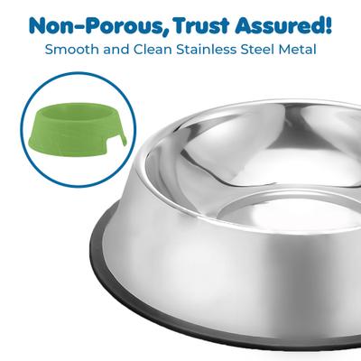 Show full view: SunGrow No Spill Stainless Steel Large Dog Water & Food Bowl with Non-Slip Rubber Base, 64-oz slide 7 of 9