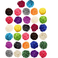 SunGrow Rattan Wicker Decorative Balls Cat & Bird Foraging Chew Toy, 1.2-in, 32 count