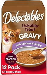 Hartz Delectables Gravy Non Seafood Chicken & Turkey Lickable Cat Treats, 1.4-oz pouches, 12 count