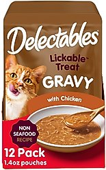 Hartz Delectables Gravy Non Seafood Chicken Lickable Cat Treats, 1.4-oz pouch, 12 count