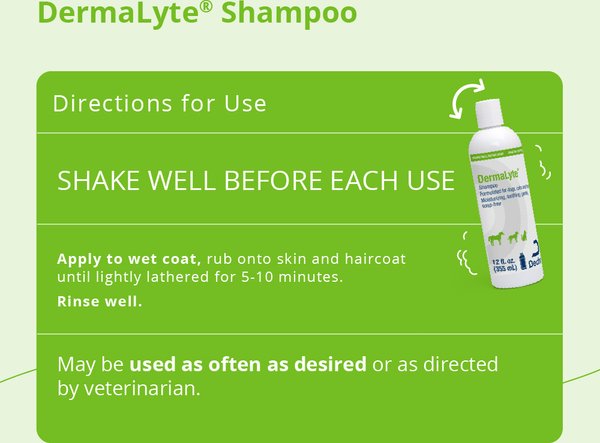 Show full view: DermaLyte Shampoo for Dogs, Cats & Horses, 12-oz bottle slide 3 of 7