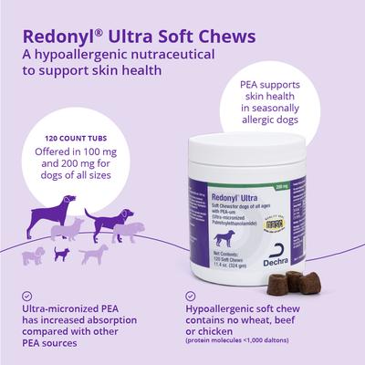 Show full view: Redonyl Ultra Soft Chews Allergy Supplement for Dogs, 200-mg, 120 count slide 4 of 10