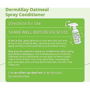 DermAllay Oatmeal Spray Conditioner for Dogs, Cats & Horses, 12-oz bottle