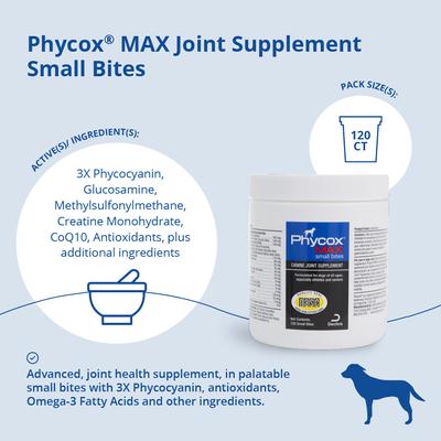 Show full view: Phycox MAX Small Bites Soft Chews Joint Supplement for Dogs, 120 count slide 4 of 9