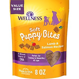 Wellness Soft Puppy Bites Lamb & Salmon Grain-Free Dog Treats, 8-oz pouch