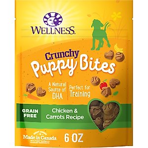 Wellness Crunchy Puppy Bites Chicken & Carrots Recipe Grain-Free Natural Dog Treats, 6-oz bag