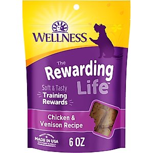 Wellness Rewarding Life Chicken & Venison Grain-Free Soft & Chewy Dog Treats, 6-oz bag