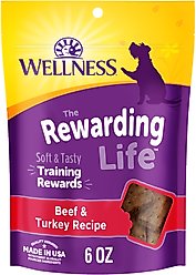 Wellness Rewarding Life Beef & Turkey Grain-Free Soft & Chewy Natural Dog Treats, 6-oz bag