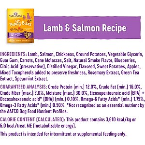 Wellness Soft Puppy Bites Lamb & Salmon Grain-Free Dog Treats, 3-oz pouch