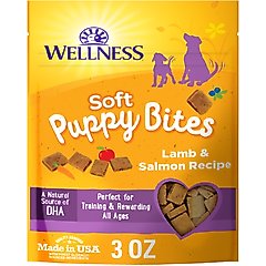 Wellness Soft Puppy Bites Lamb & Salmon Grain-Free Dog Treats, 3-oz pouch