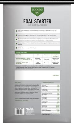 Show full view: Buckeye Nutrition Foal Starter Milk-Based Pelleted Horse Feed, 50-lb bag slide 2 of 5
