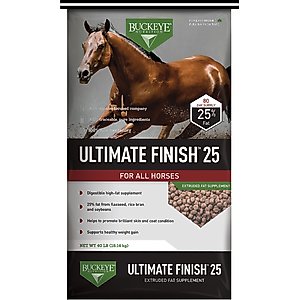 Buckeye Nutrition Ultimate Finish 25 High-Fat Weight Gain Pellets Horse Supplement, 40-lb bag