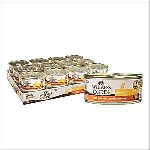Wellness CORE+ Indoor Grain-Free Chicken & Chicken Liver Pate Wet Cat Food, 5.5-oz, case of 24