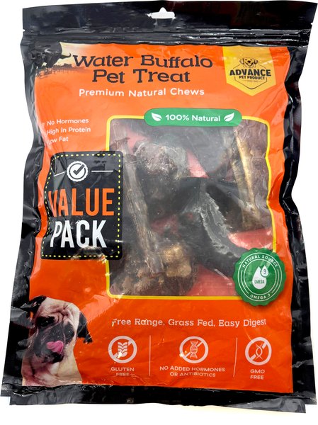 Advance Pet Product Water Buffalo Value Pack Dog Natural Chew Treats, 12 count