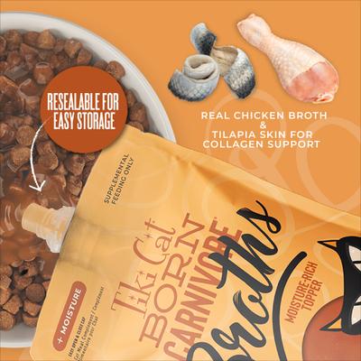 Show full view: Tiki Cat Born Carnivore Chicken Broth Wet Cat Food Topper, 7-oz pouch, case of 6 slide 7 of 10