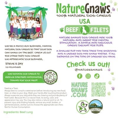 Show full view: Nature Gnaws USA Beef Lung Filets Natural Dog Chew Treats, 8-oz bag slide 6 of 8