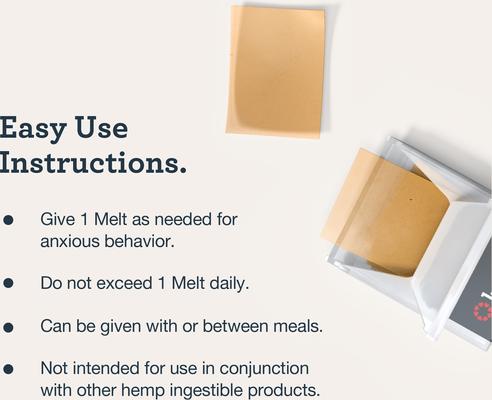 Show full view: Kradle Chicken Flavored Quick Calm Melts Broad Spectrum Hemp Extract Calming Health Supplement for Medium Dogs, 10 count slide 9 of 11