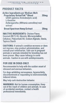Show full view: Kradle Chicken Flavored Quick Calm Melts Broad Spectrum Hemp Extract Calming Health Supplement for Medium Dogs, 10 count slide 4 of 11
