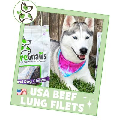 Show full view: Nature Gnaws USA Beef Lung Filets Natural Dog Chew Treats, 8-oz bag slide 7 of 8