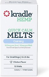 Kradle Chicken Flavored Quick Calm Melts Broad Spectrum Hemp Extract Calming Health Supplement for Small Dogs, 10 count