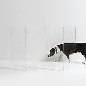 Hiddin Tall Clear View Zig Zag Freestanding Dog & Cat Gate, 4-Panel