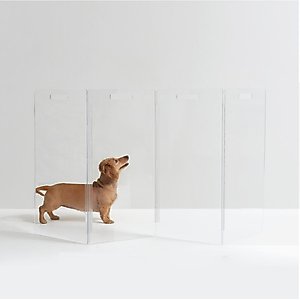 Hiddin Tall Clear View Zig Zag Freestanding Dog & Cat Gate, 4-Panel