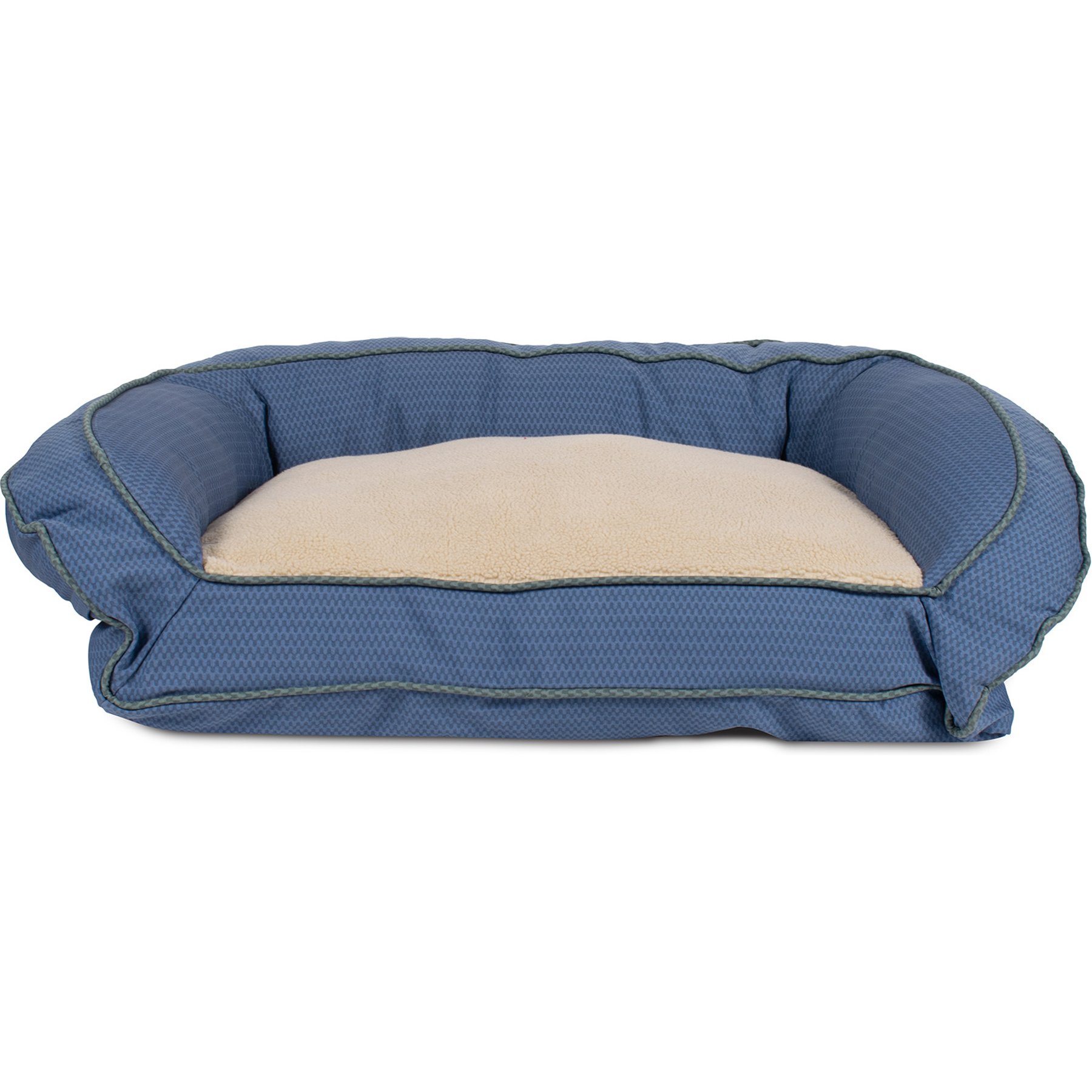 Carolina Pet GreenDog Checkered Wave Bolster Dog Bed, Wavy Blue, Small
