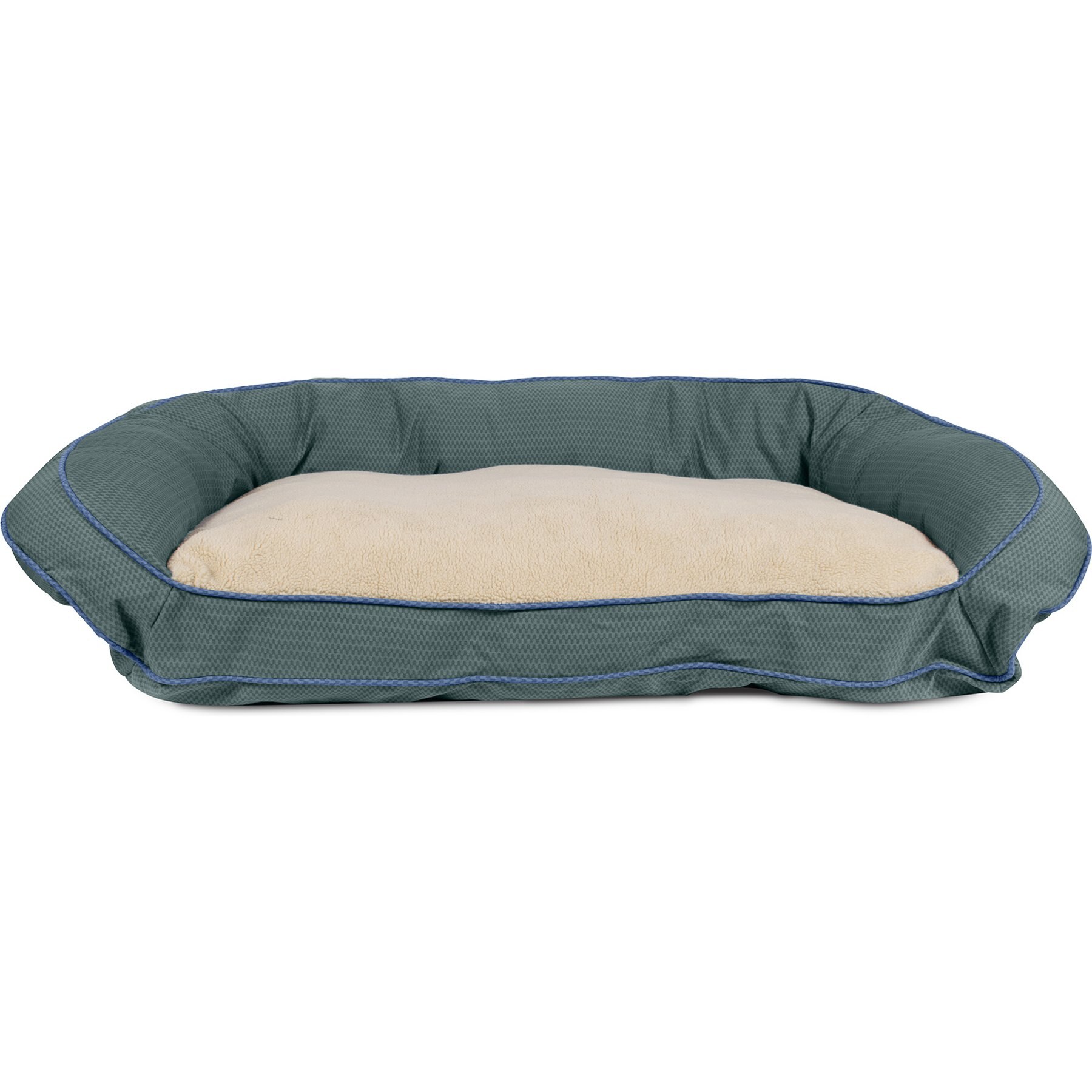 Carolina Pet GreenDog Checkered Wave Bolster Dog Bed, Wavy Green, Large