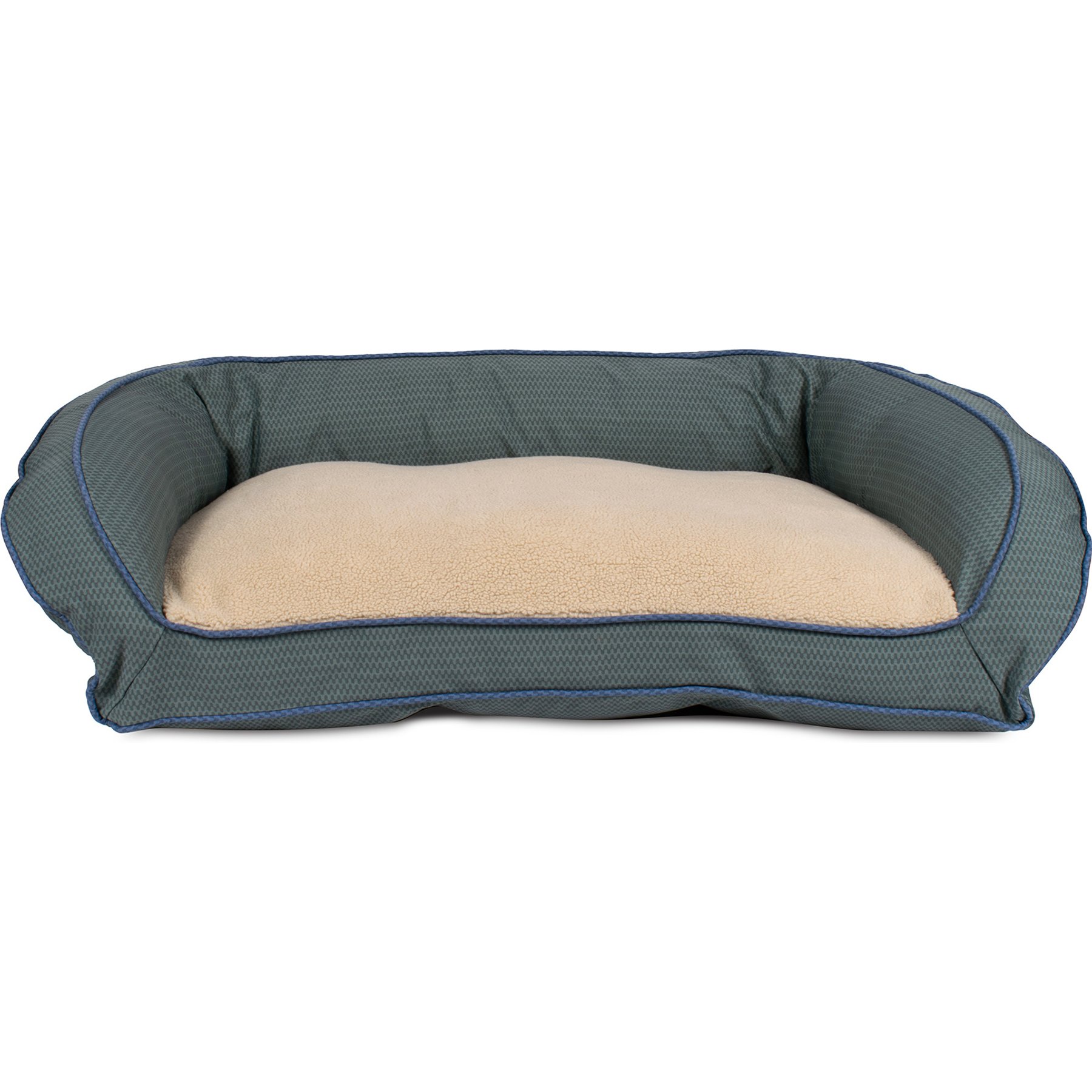 Carolina Pet GreenDog Checkered Wave Bolster Dog Bed, Wavy Green, Medium