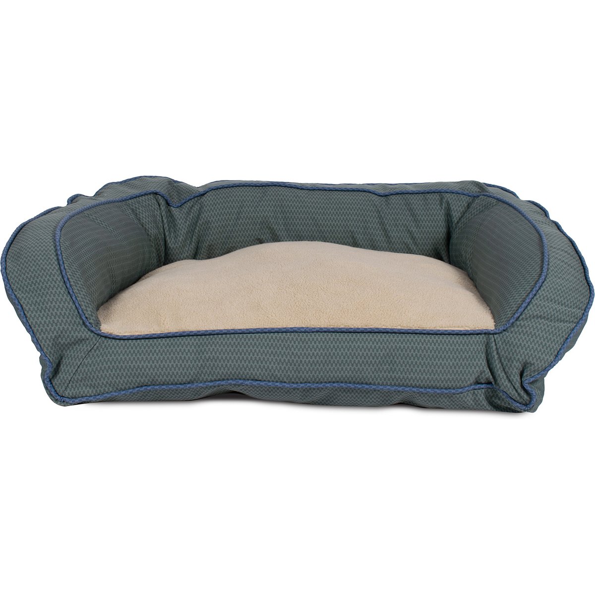 Carolina Pet GreenDog Checkered Wave Bolster Dog Bed, Wavy Green, Small